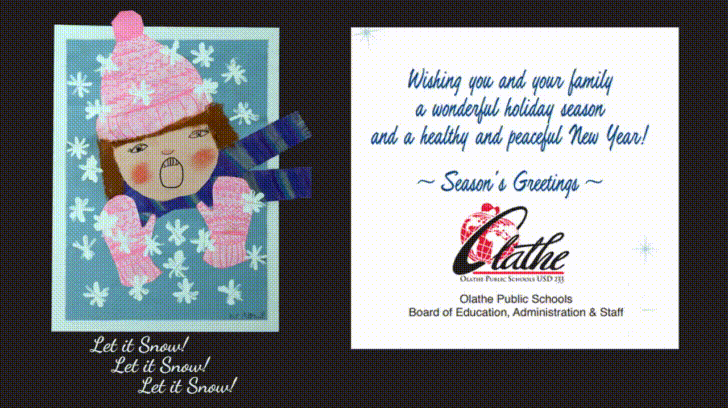 animated snow falling over holiday card 
